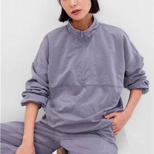 GapFit Fleece-Lined Half-Zip Track Jacket Storm Grey XXL NWOT
